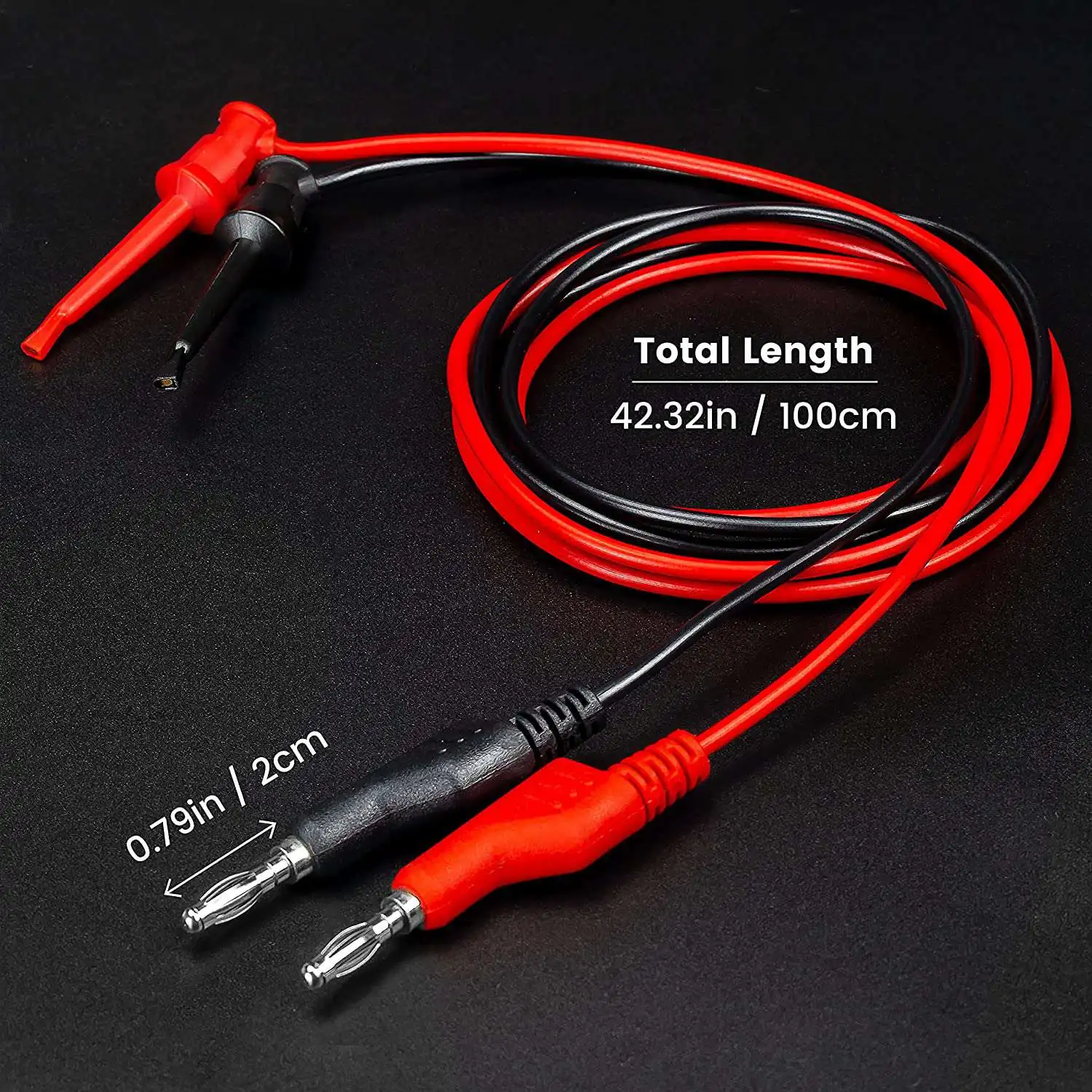 5PCS Test Hook Wire Stackable Banana Plug to Mini Grabber Multimeter Test Lead Set Flexible Wire Leads 500V/5V 39 Inch