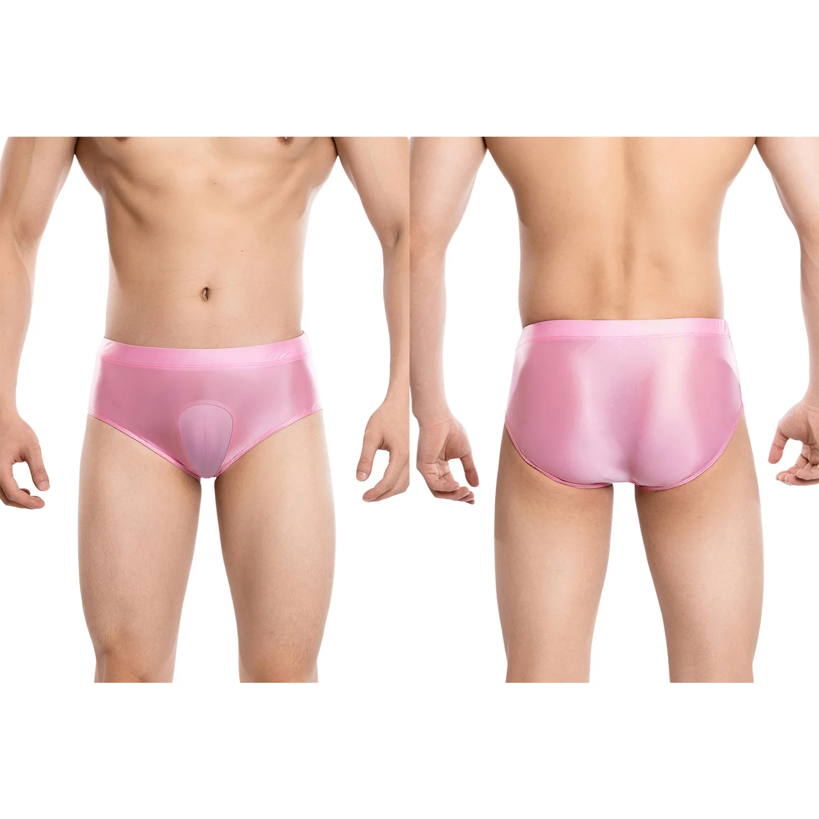 

Adult Men's Sissy Silky Glossy Briefs Panties Stretchy Breathable Solid Color Underwear Everyday Daily Wear Underpants