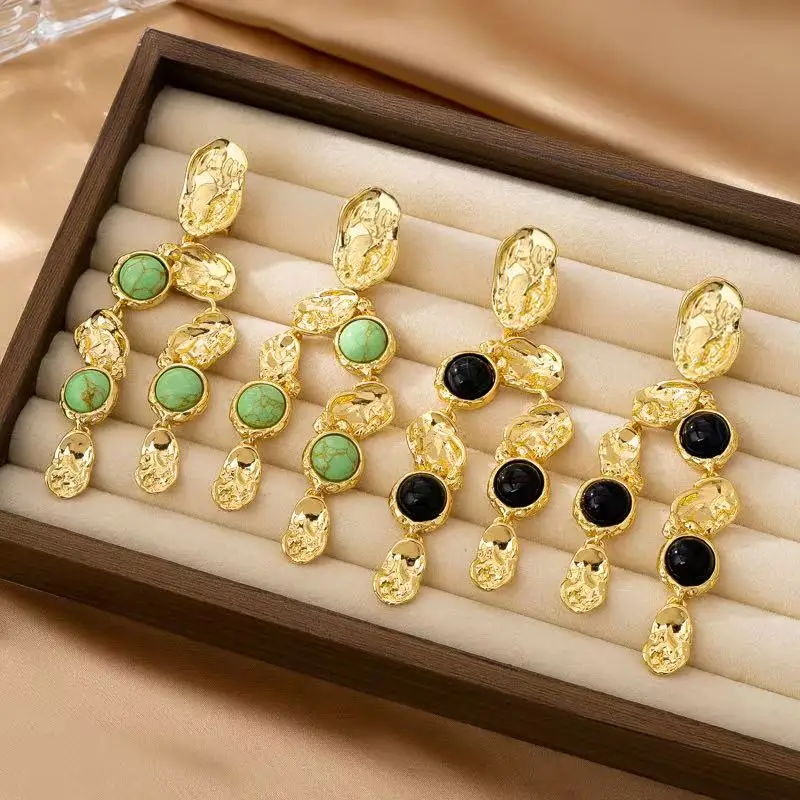 European and American High-Quality Os Gemstone Multi-Color Earrings Jewelry Wholesale 2026 New Models
