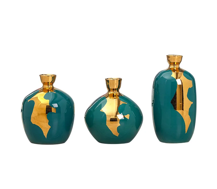 Cheap new European home decoration wedding gifts light luxury ceramic fashion simple vase three-piece ceramic vase set