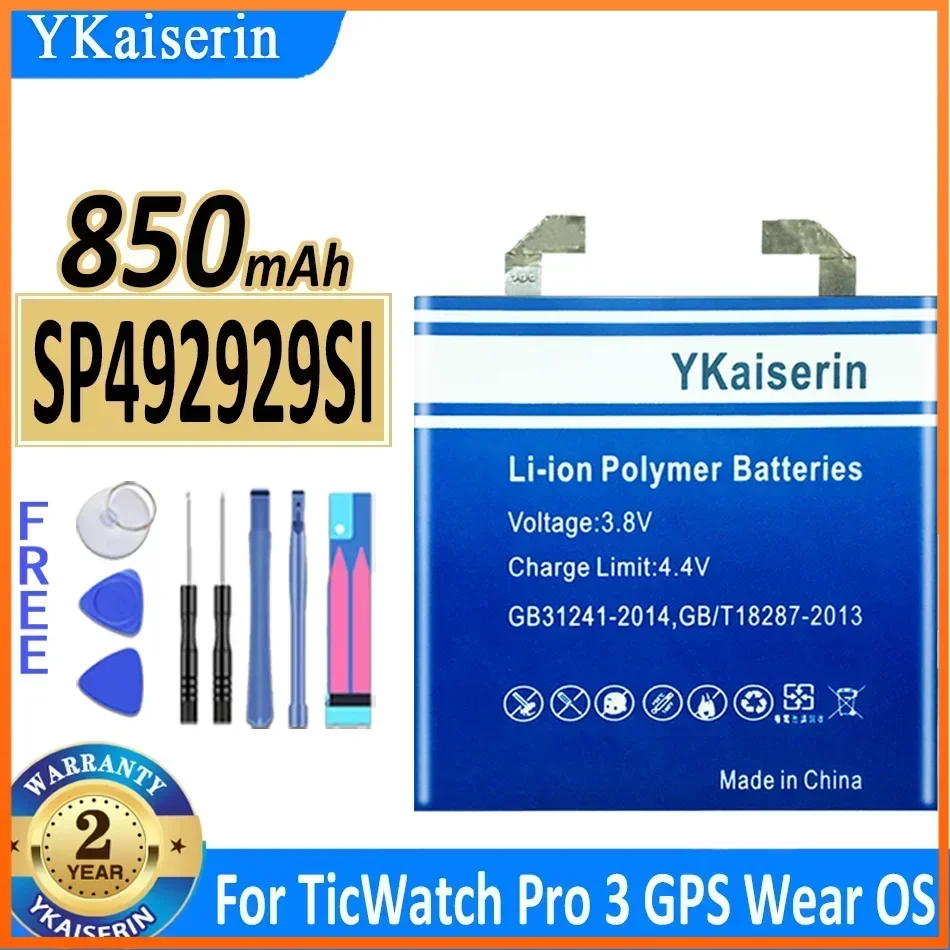 850mAh/900mAh YKaiserin Battery SP492929SI For TicWatch Pro 3 GPS Wear OS Smartwatch Bateria