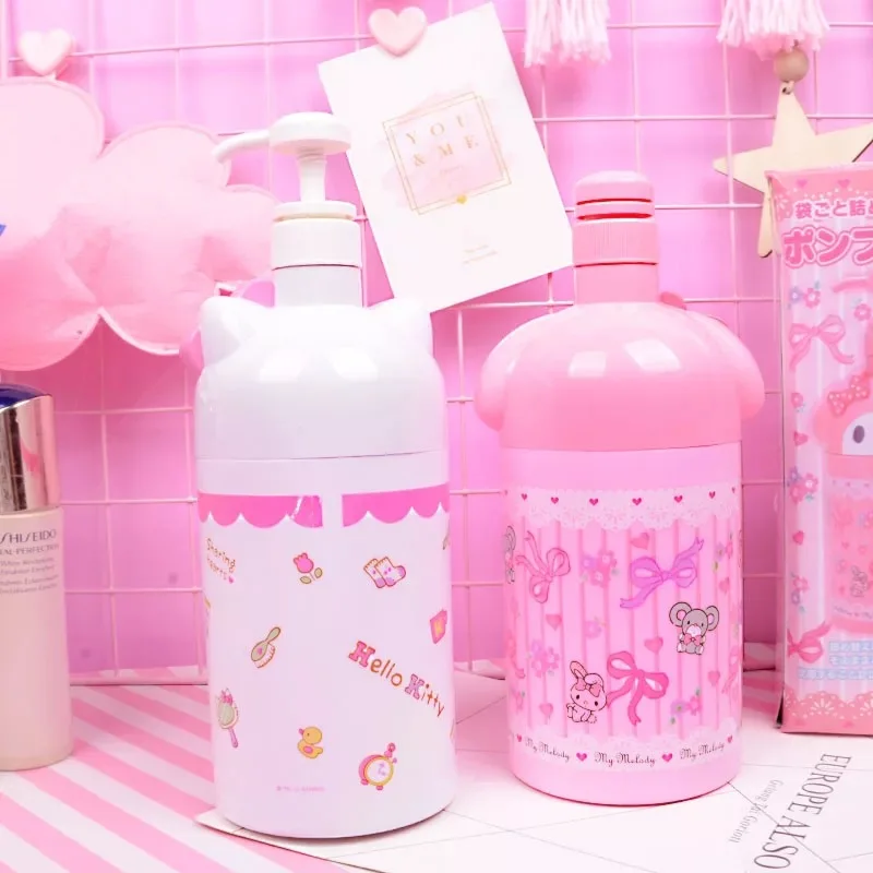 Lovely Sanrio Shampoo Bottle Kawaii Cartoon Hello Kitty Press Bottle Anime My Melody Large Capacity  Bathroom Liquid Bottle Gift