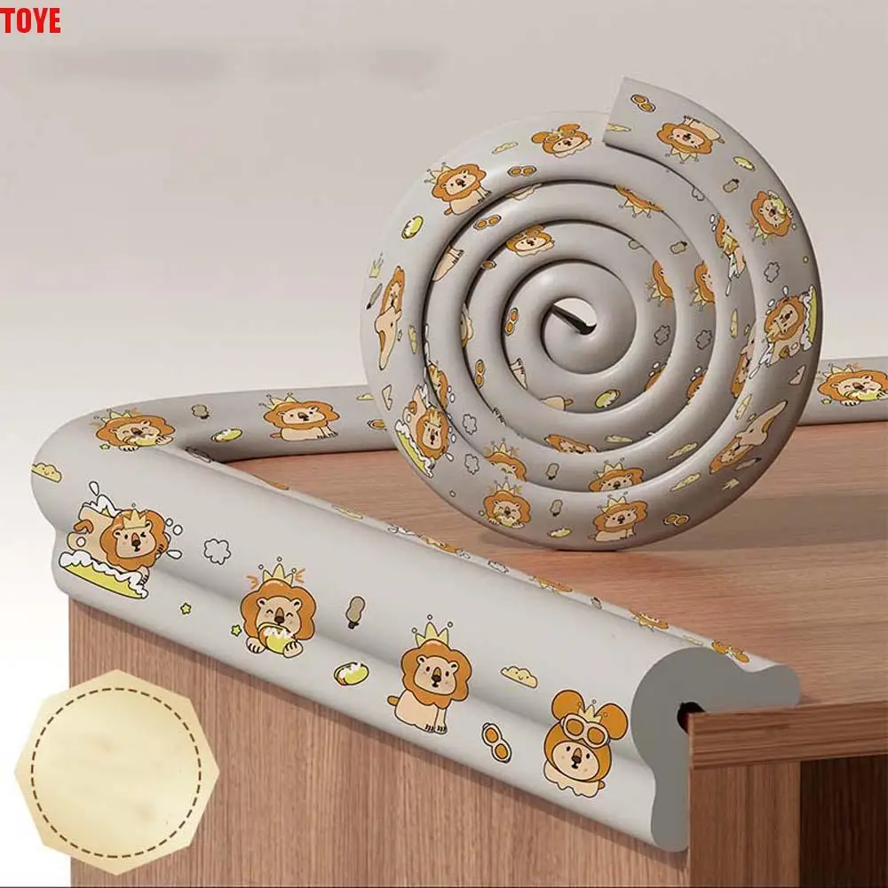 

Soft Baby Anti-collision Strip Double-sided Tape Cartoon NBR Edge Corner Grey Beige Table Corner Protective Cover Furniture