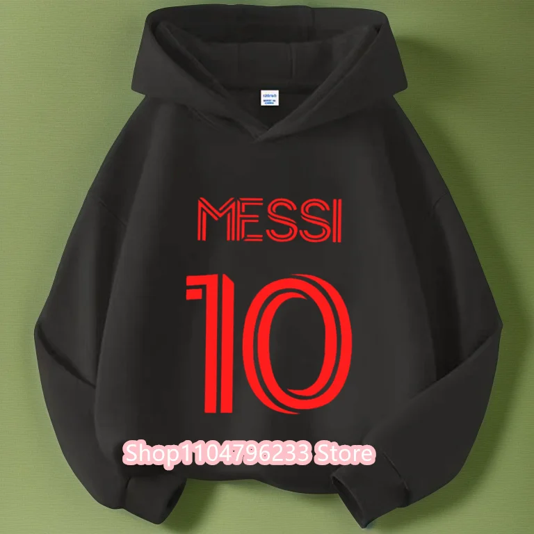 Soccer Star Messi Cartoon Children's Hoodie Cartoon Printed Spring Long-sleeved Sweatshirt Casual Top for Boys and Girls