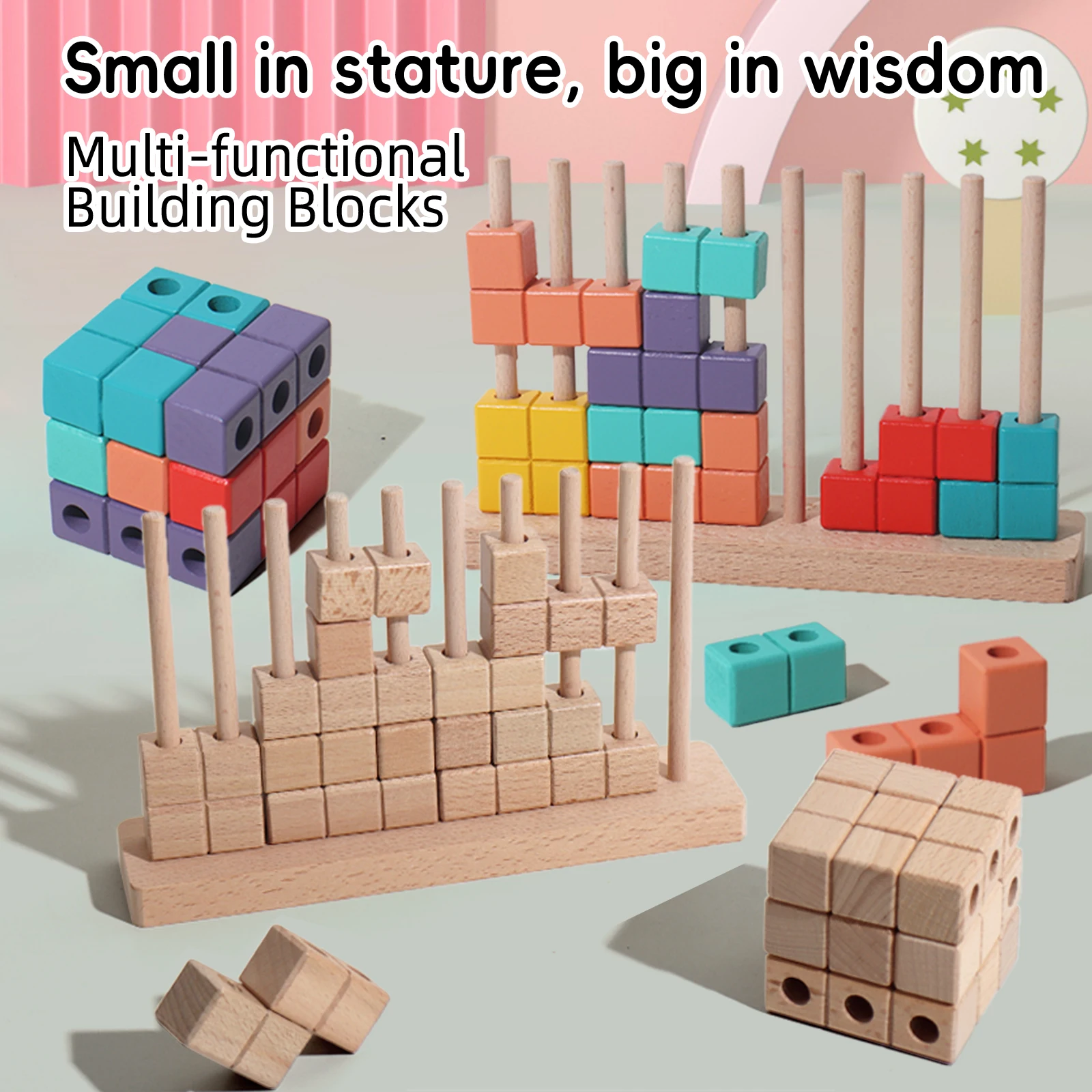 

Wooden Multifunctional Russian Building Blocks Fine Motor Skills Parent Interaction & Brain Development Toys Early Learning Gift