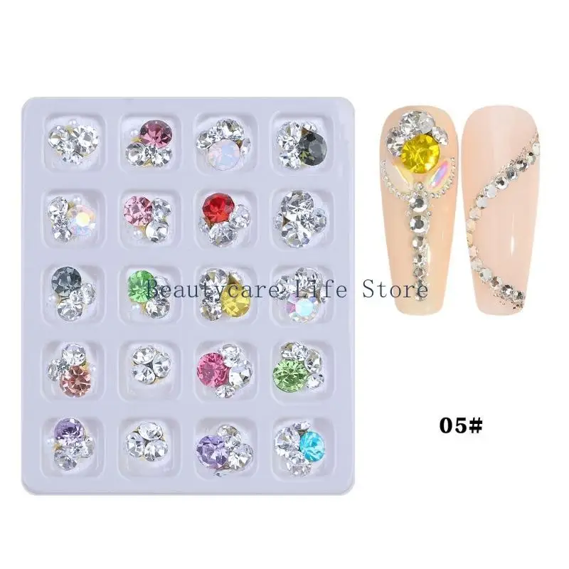 652c 20pcs 럭셔리 합금 네일 매력 네일리 라인톤 보석 럭셔리 네일 아트 모조 다이아몬드