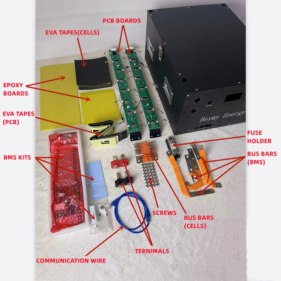 Hemy Energy 48v Diy Kit Case 5kwh 10kw 15kwh Fit For Lifepo4 Battery 100ah 150ah 200ah Battery Packs For Lithium Box With Bms