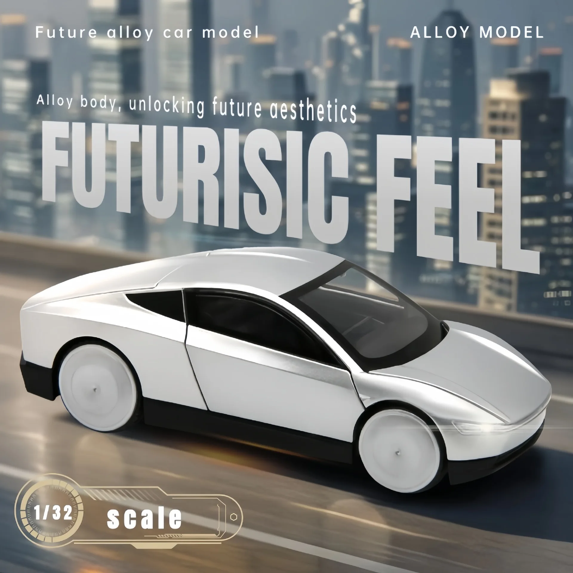 

1:32 ROBOTAXI Simulation Diecast Metal Alloy Model car Sound Light Pull Back Collection Kids Toy Gifts