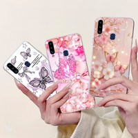 Case For Samsung Galaxy A20 A20e A20s Cover Fashion Flower Butterfly Soft Silicone Clear Bumper For Samsung A30 A 30 A 20 Covers