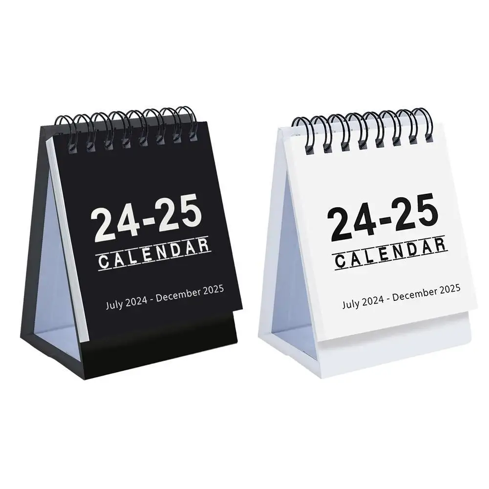 2024-2025 Retro Simple Solid Color Desk Calendar Desktop Paper Mini Stand Calendar Daily Table Planner Yearly Agenda Organizer