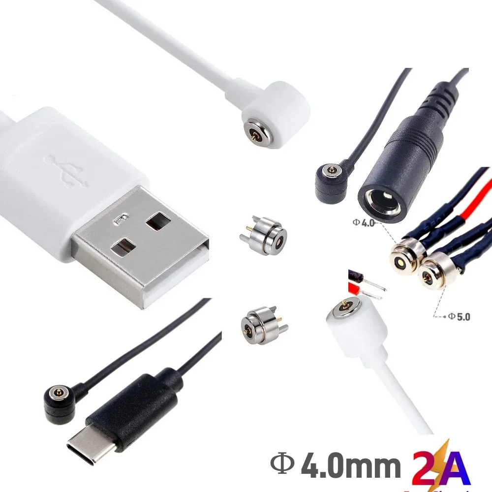 1 Set Magnetic Circular PogoPin Connector 2A Male Female Spring Loaded 4.0 5.0 6.0 7.5 8.5 10.0 DC Power Charger USB TypeC Cable
