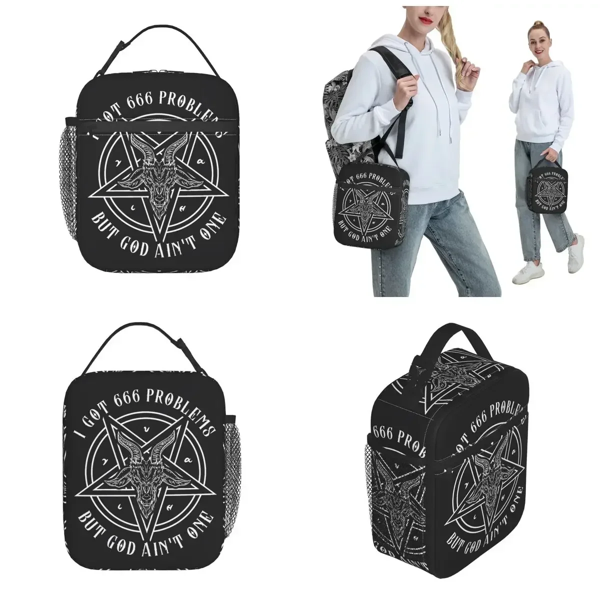 Goat Baphomet Product Insulated Lunch Bag For Picnic Devil Satan Food Storage Bag Portable Cooler Thermal Lunch Boxes