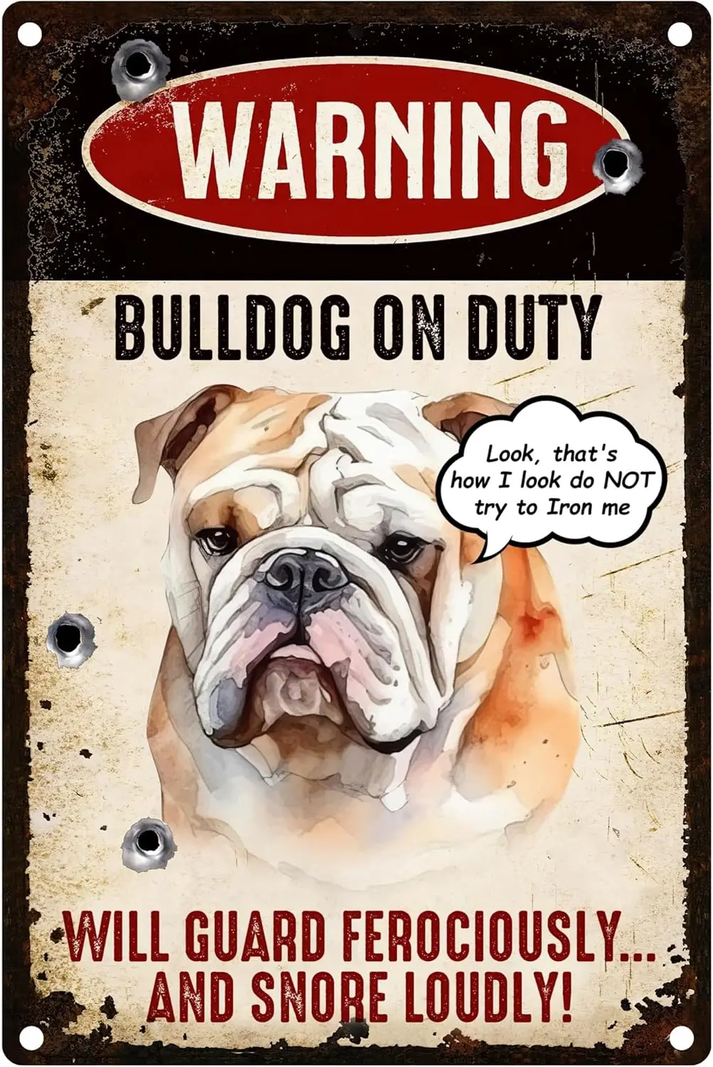 Bulldog Welcome Sign For Front Door Decor - Funny Metal Tin Sign,  In, Non-Fade, Rustproof, Made In USA, Bulldog Accessories and