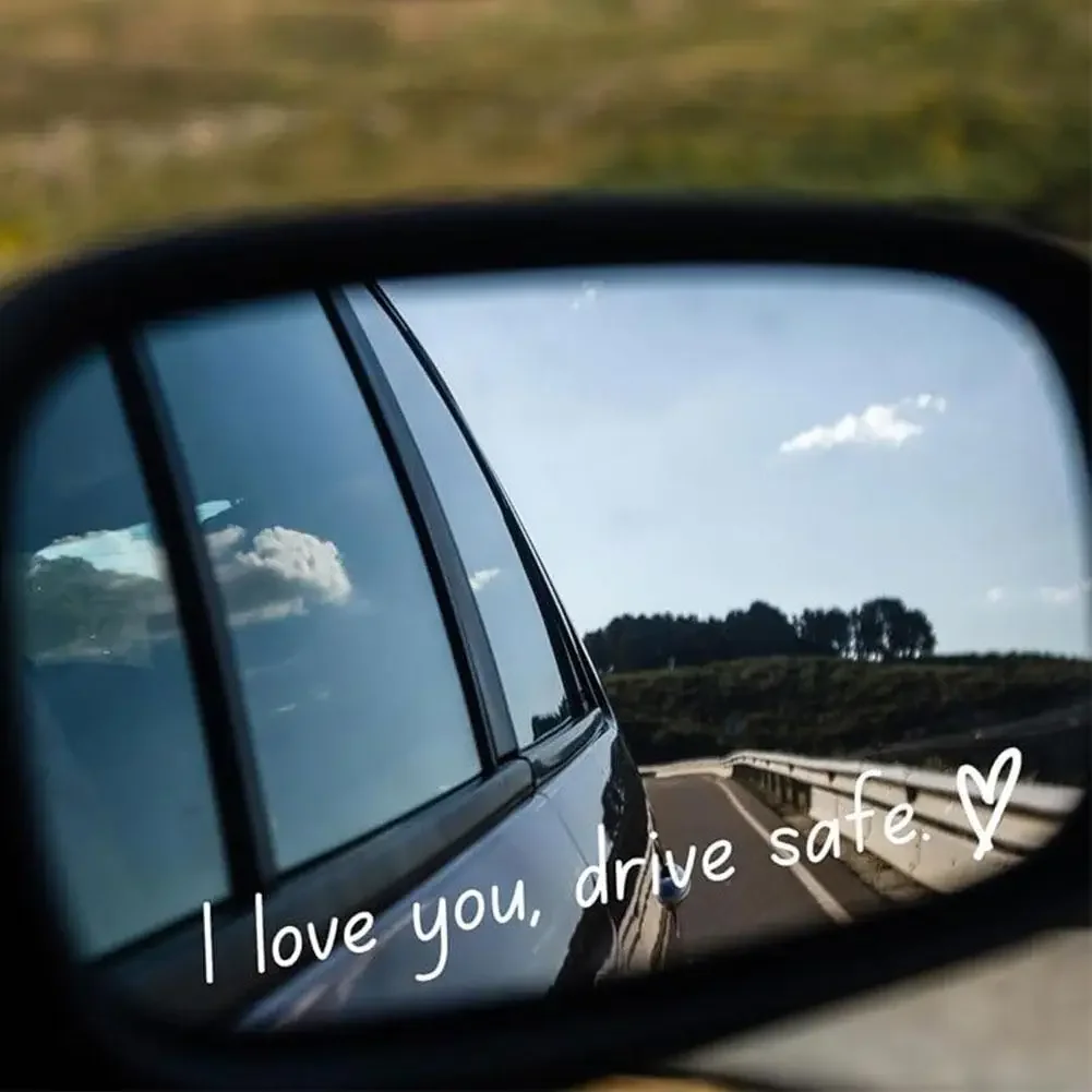 ملصقات مرآة السيارة الآمنة I Love You Drive، تذكير معقول، تذكير السلامة على شكل قلب للنساء، ملصق داخلي للسيارة #4