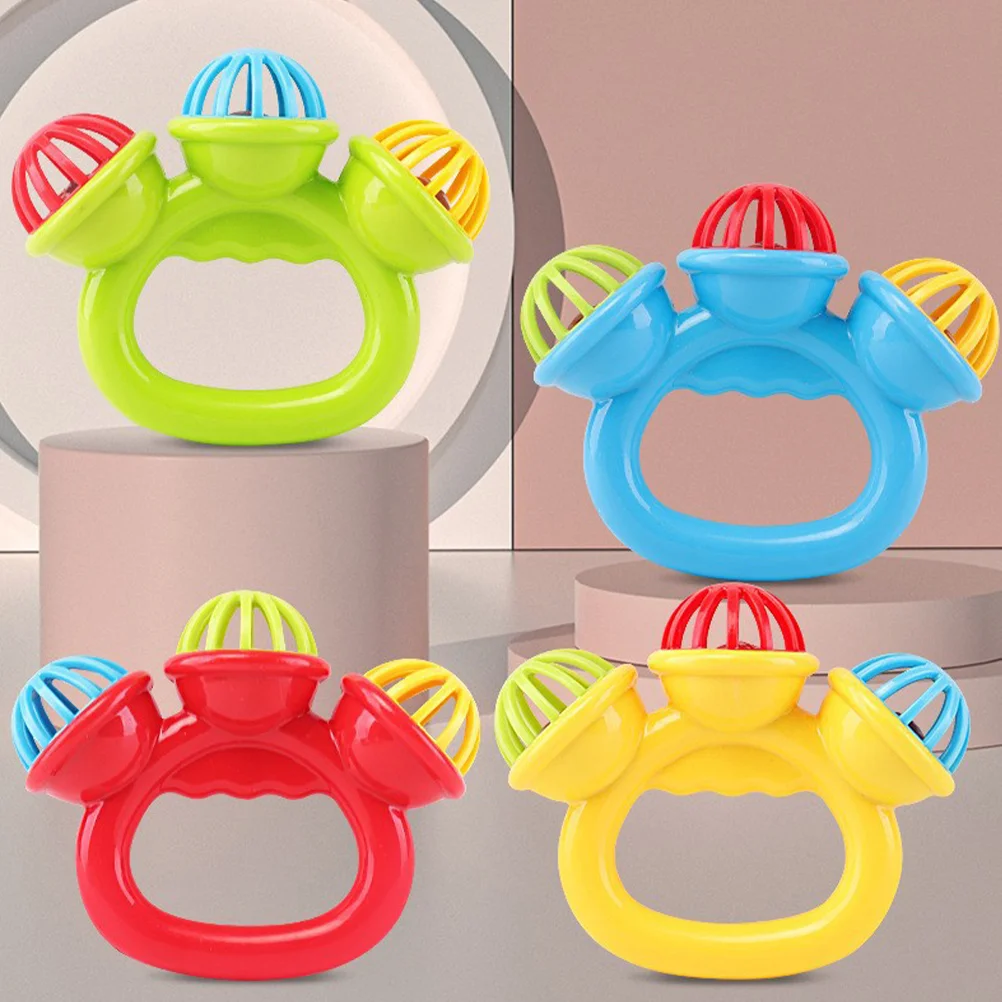 3 Pcs Soothing Toys Plastic Music Rattles Percussion Instrument Toddler Sled Tambourine Jingle Bell Small