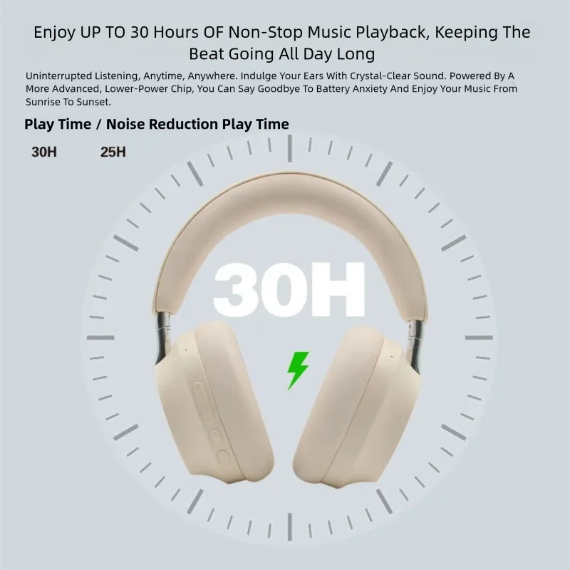 ANC Wireless Bluetooth 6.0 Over-Ear Headphone with Active Noise Canceling Powerful Bass Wireless/Wire Headset