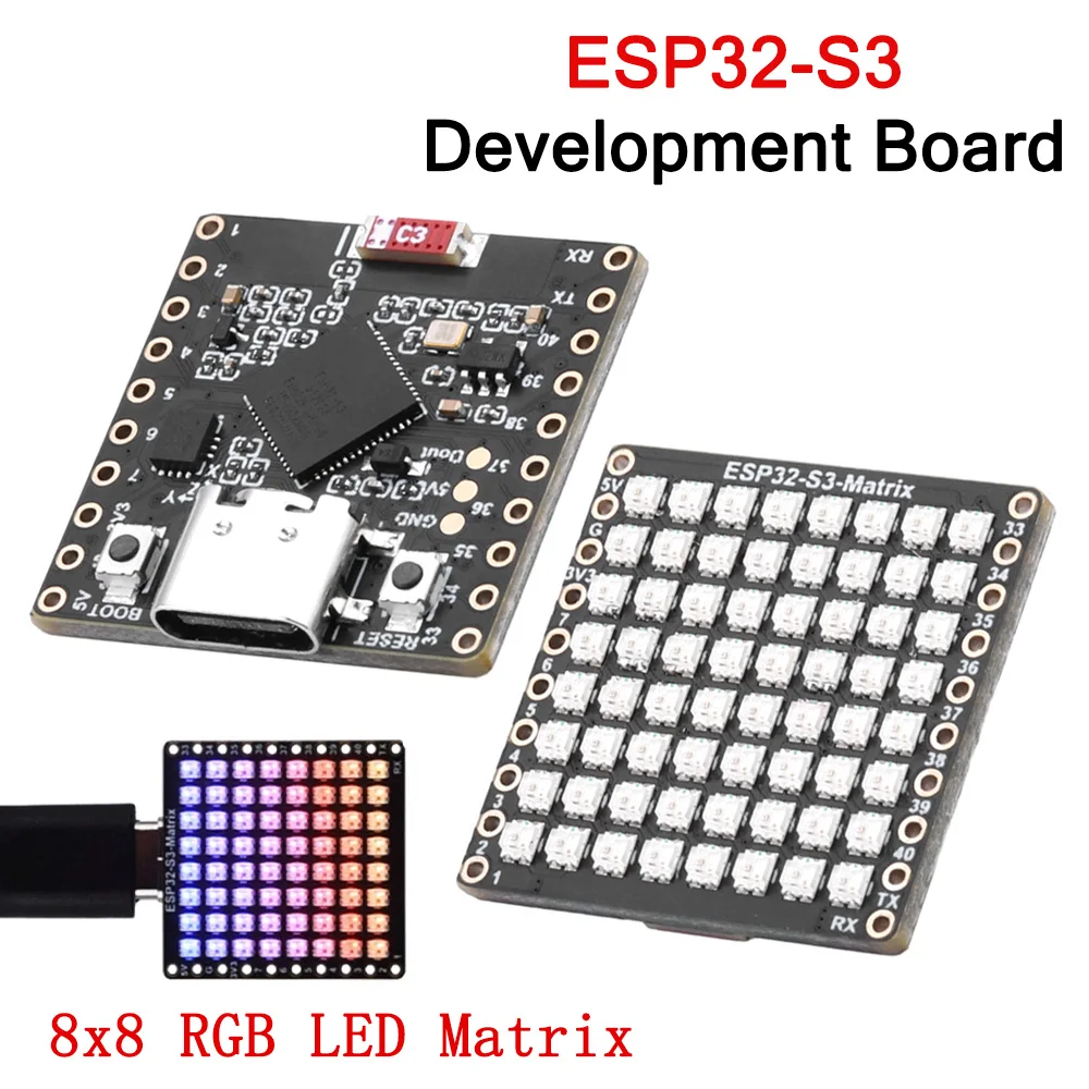 ESP32-S3-Matrix Development Board Onboard 8×8 RGB LED Matrix and QMI8658C Attitude Sensor WIFI Bluetooth-compatible Type-C
