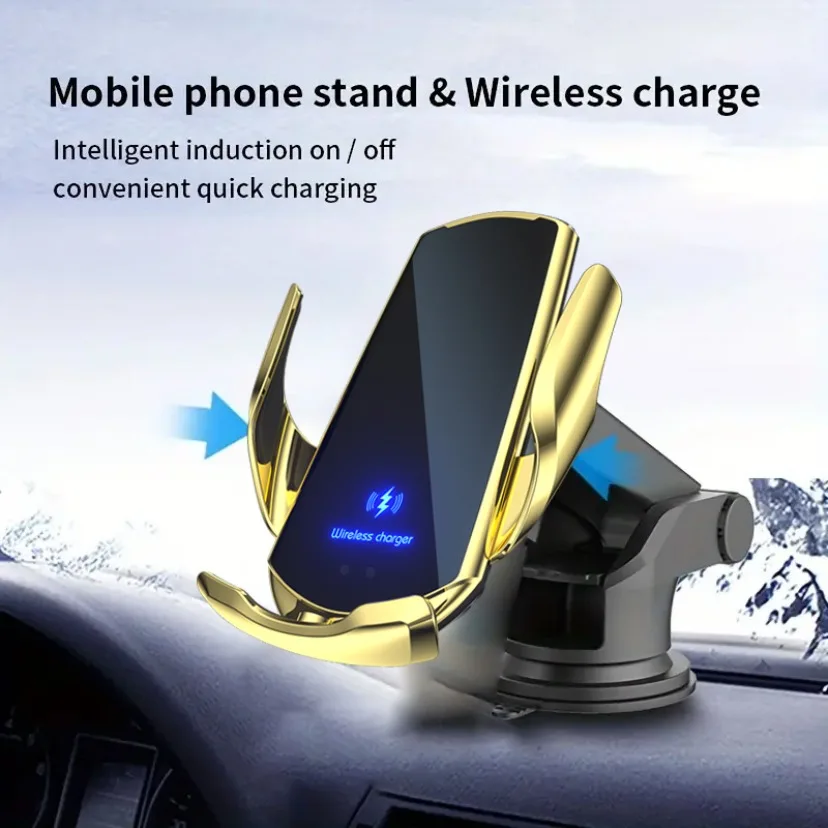 

15 Вт магнитная автомобильная подставка для беспроводного зарядного устройства с автоматическим зажимом, автомобильный держатель для телефона для iPhone Samsung, инфракрасная индукционная быстрая зарядка