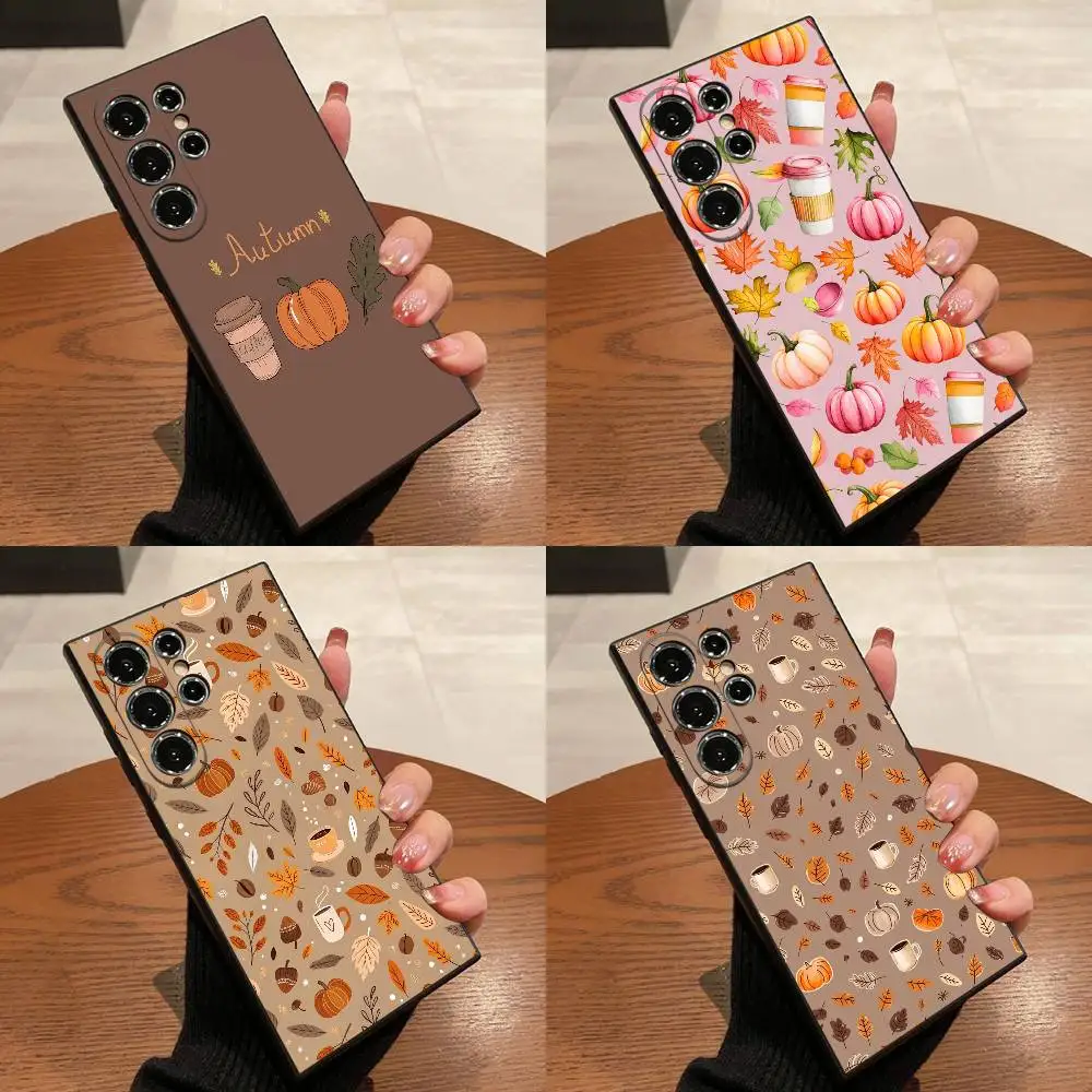 

Autumn Leaves Pumpkin Coffee Phone Case For Samsung S25,S24,S21,S22,S23,S30,Ultra,S20,Plus,Fe,Lite,5G Black Box