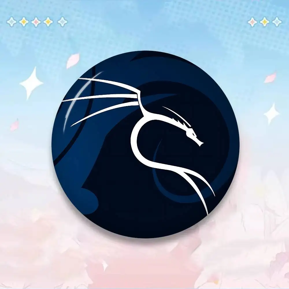 K-Kali Linux 32/44/58mm Round Cartoon Brooches Handmade Pins For Backpack Jewelry Accessories Gifts Creative Badge - view 3