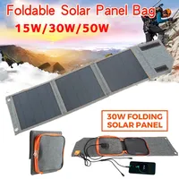 Solar Panel Folding Bag USB Output 15W 50W 5V Solar Battery Charger Waterproof Smart Phone Watch Power Bank for Traveling Hiking