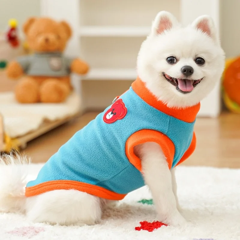 Winter Dog Clothes Soft Fleece Dog Vest Warm Puppy Jacket Coat Bear Pattern Cat Vest Pullovers Pet Outfits Bichon Frise Clothes