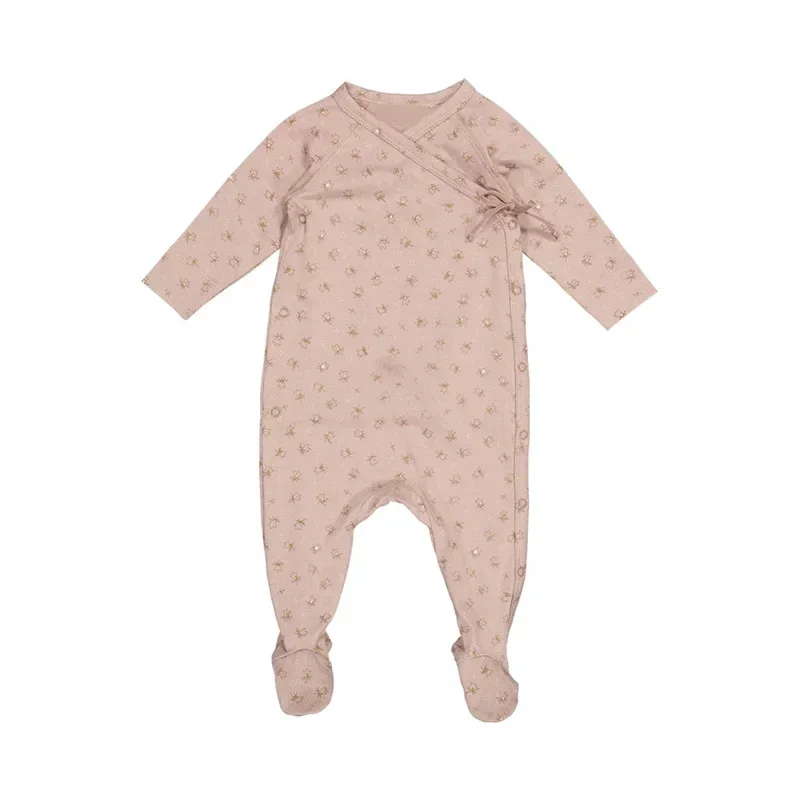 Baby Jumpsuit for Spring and Autumn New Boys and Girls Baby Cotton Printed Rompers Newborns Rope Tied Rompers