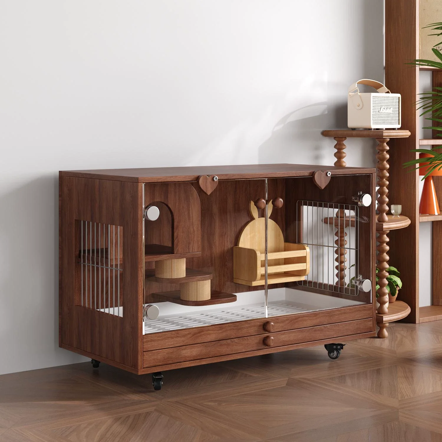 

Клетка для кроликов, двухслойная выдвижная лоток для чистки отходов, вилла для домашних животных, очень большая клетка для кошек и собак, клетка для морских свинок