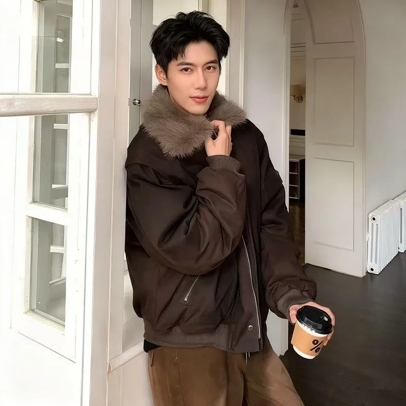 

Мужские куртки с меховым воротником, стеганые, модные, зимние, теплые, на подкладке, мягкие, качественные, оригинальный стиль, классические, элегантные, винтажные, черные, серые