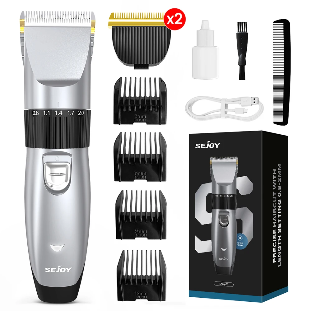 Tondeuse à cheveux sans fil professionnelle pour barbier, tondeuse à barbe pour hommes avec peignes de guidage, machine à couper les cheveux rechargeable, moteur en cuivre pur, pour le visage, le cou, la zone pubienne et l'entretien masculin, cadeau idéal pour hommes