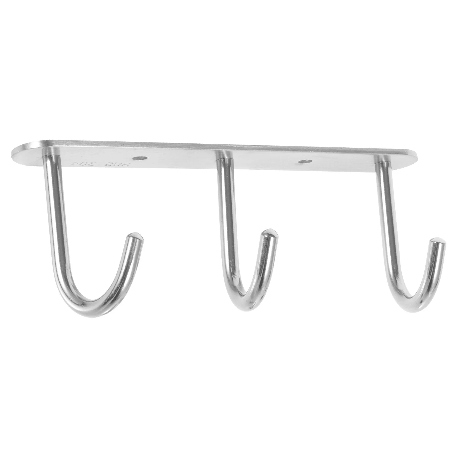 

3 Hooks Stainless Steel Under Cabinet Mug Hanger Bracket Kitchen Cup Flask Holder Easy Install Reusable Water Drain Rack