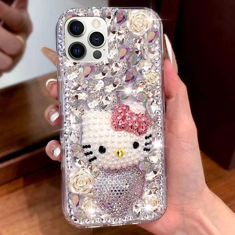 ハローキティ ハイエンド ダイヤモンド セット Apple IPhone14ProMax 携帯電話ケース 高級 8plus 保護ケース 11Pro 落下防止