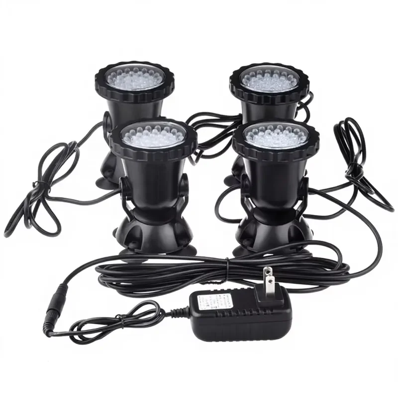 Plastic Black Housing Suction Cup Base Adjustable Lighting Angle IP67 Underwater Pond LED Light for Lawns Pools Gardens