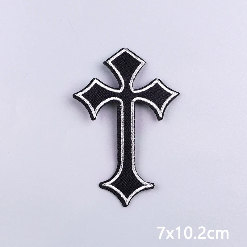 Jesus-Kreuz-Stickerei-Aufnäher für Kleidung, Gold-Silber-Kreuz-Aufnäher zum Aufbügeln für Kleidung, Persönlichkeits-Applikationen, Basteldekoration – Detail 15