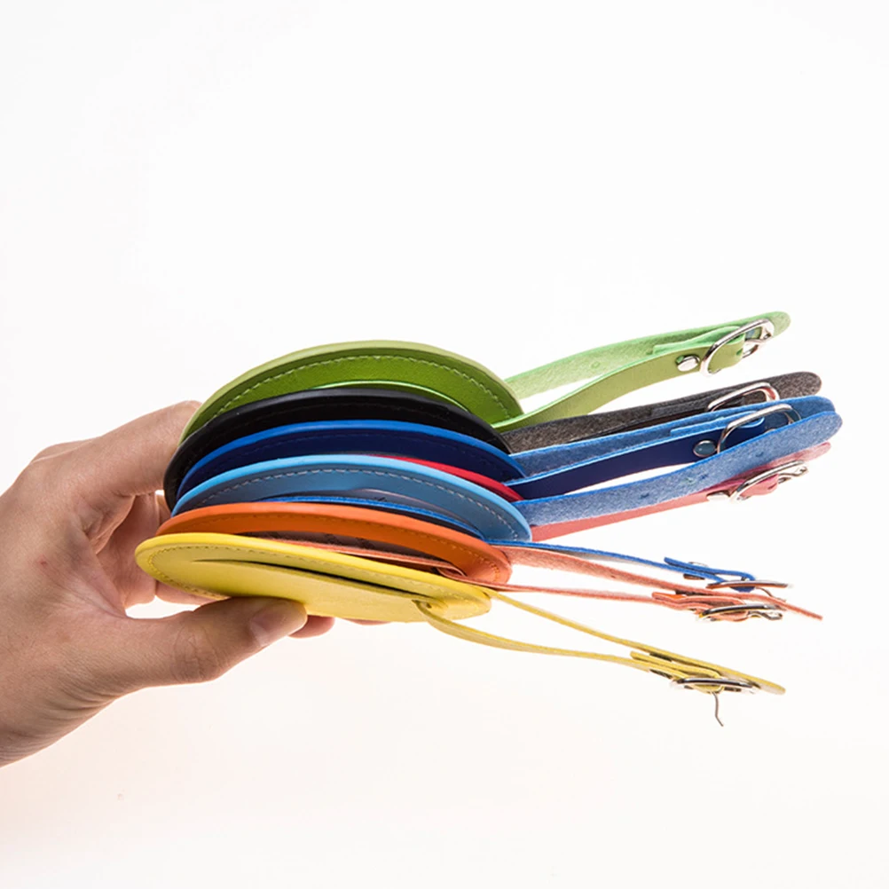 2 pezzi Etichetta per bagagli Etichetta identificativa rotonda per valigia Zaino Pu Etichetta per bagaglio da viaggio per scattare aereo Custodia identificativa per borsa per accessori