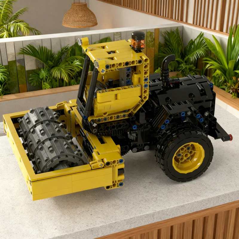 737pcs MOC Technical Road Roller Soil Compactor Model Building Blocks Construction Christmas Gift Toys Idea Craft Education