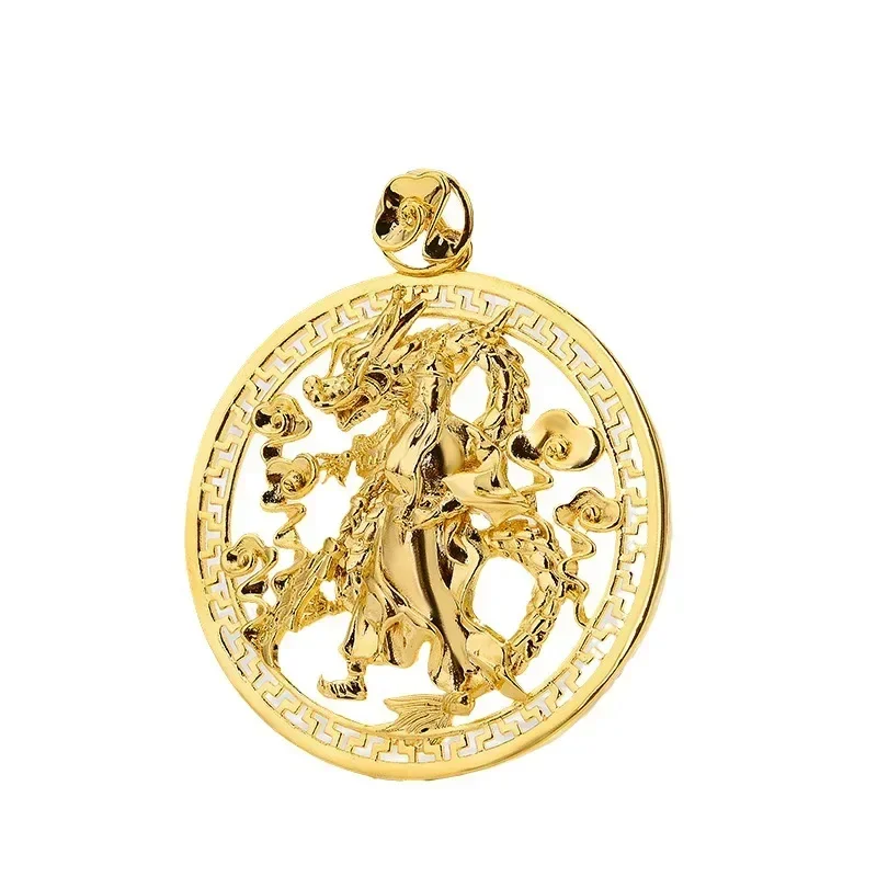 Eldorado Gold  New AU999 gold single pendant mens 3D pendant real 24K pure gold Guan Gong Guan Yu necklace pendant