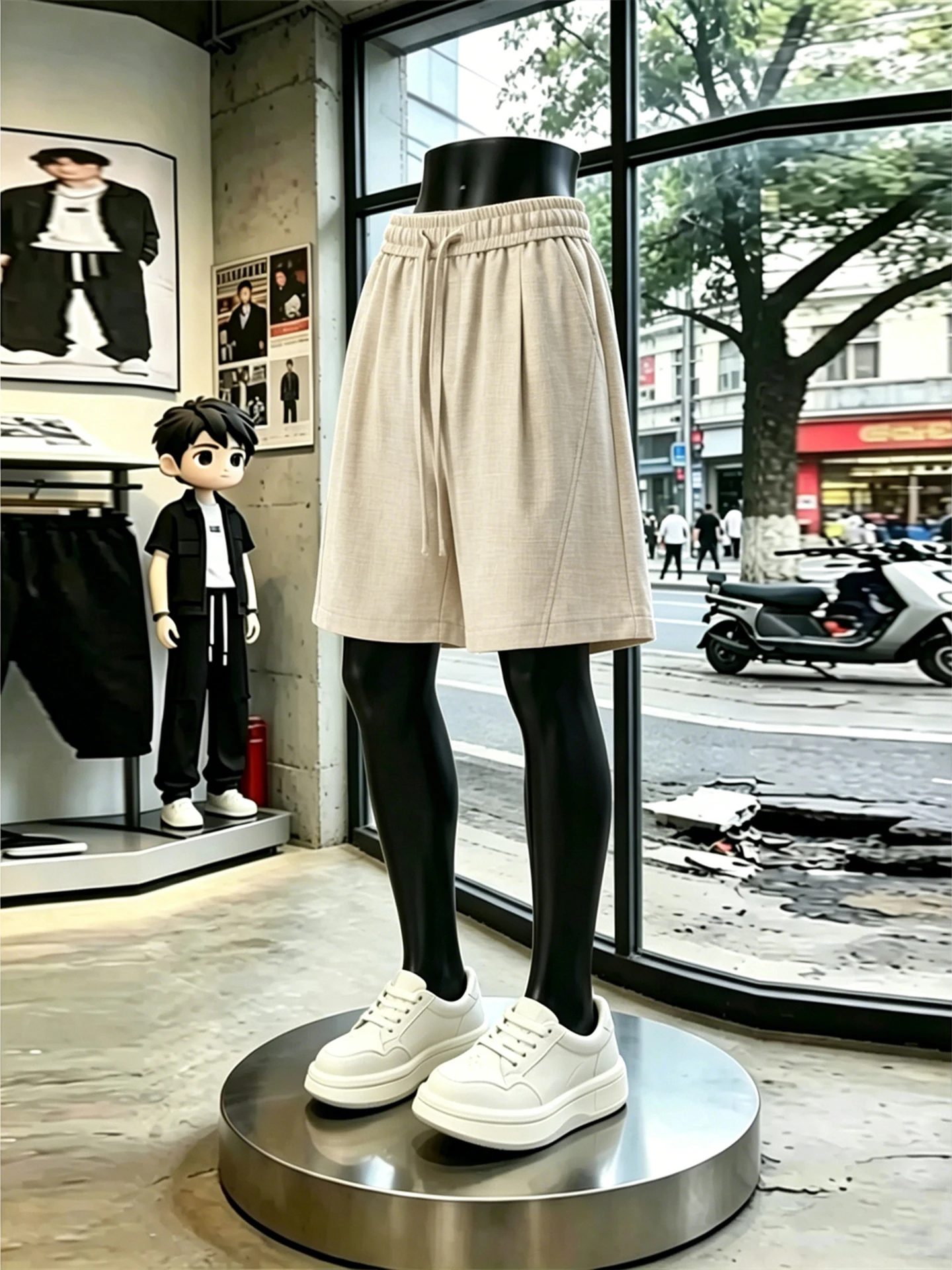 

Lightweight Breathable Quick Dry Linen like Men's Sport Shorts Summer Beach Pants Loose Fit Elastic Waist Straight Leg Fourths