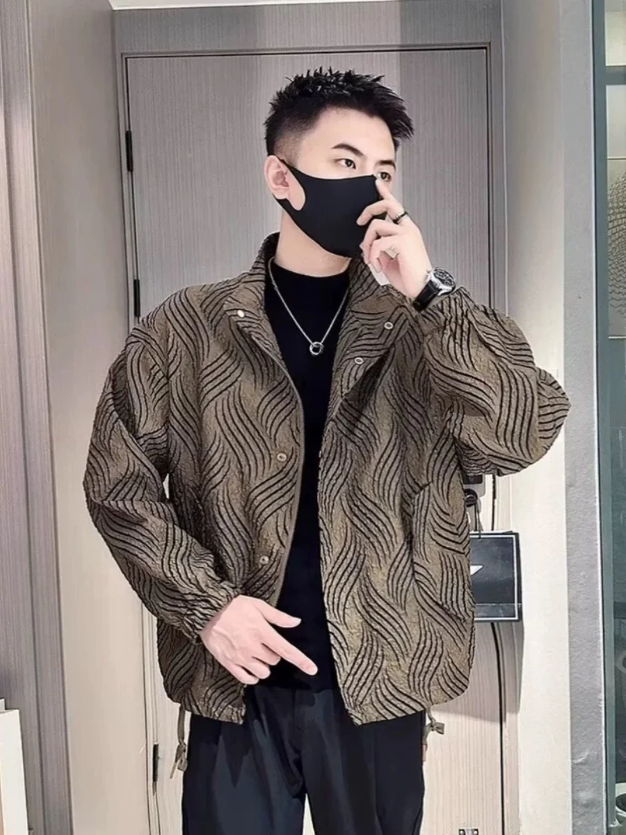 

Spring Autumn 2024 Men's Faionable Slim Fit Jaet Zipper Decoration Windproof Polyester Fiber Long Sve Youth ular Ou...