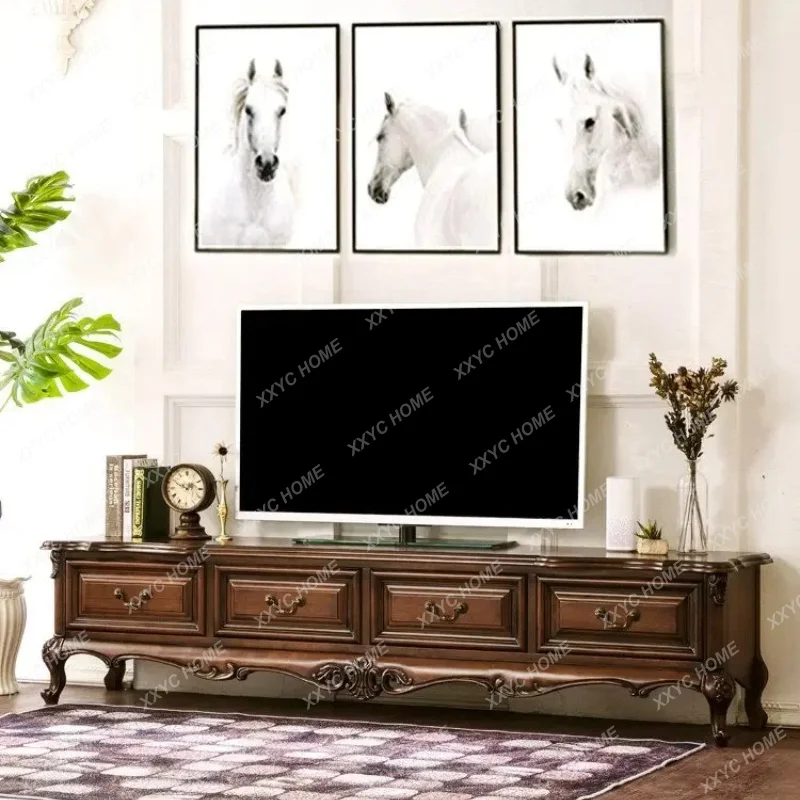 

LL Style Solid Wood TV Cabinet Living Room Coffee Table Combination Style retro Floor Cabinet