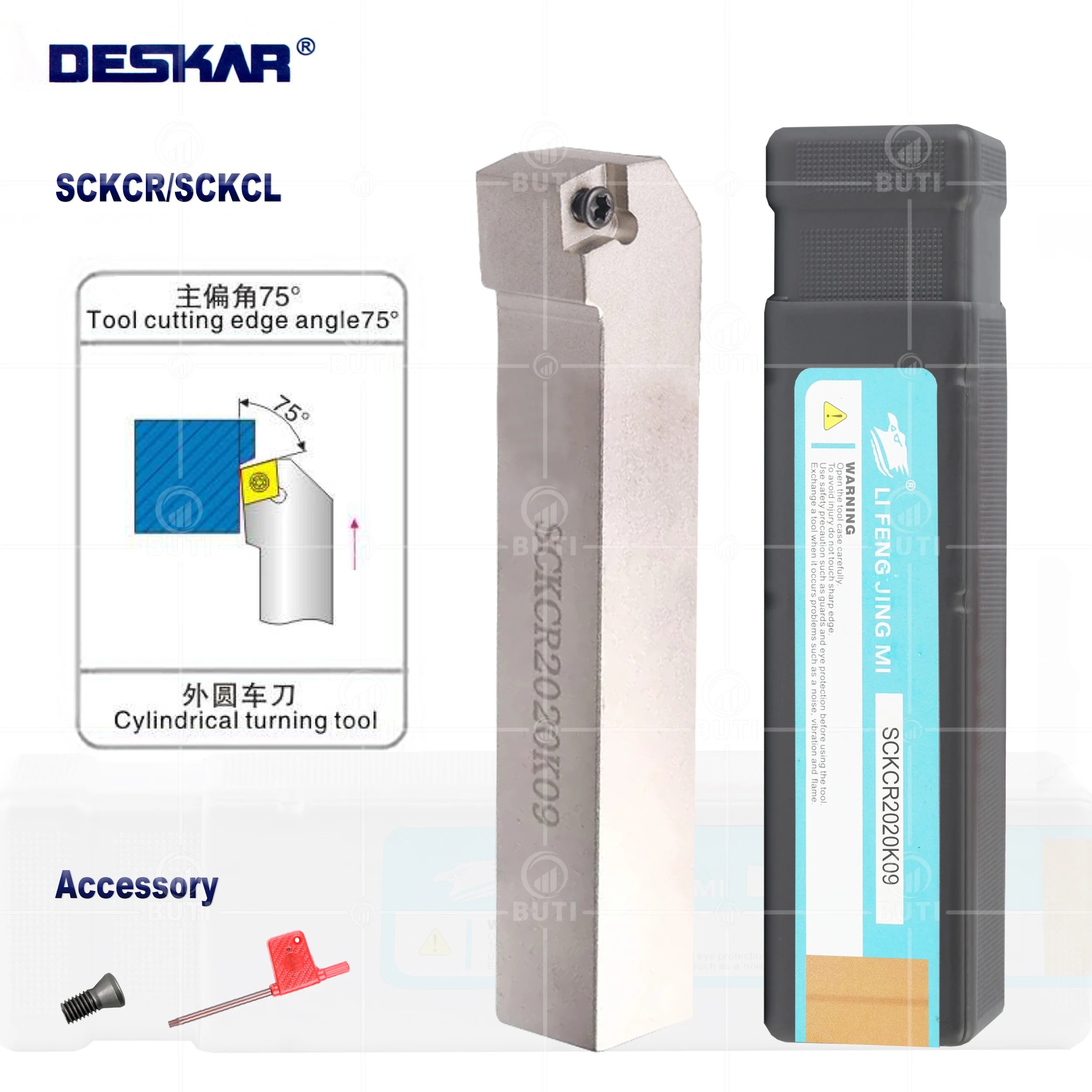 DESKAR 100% Original SCKCR/SCKCL1616/2020/2525 CNC Lathe External Turning Tool Lathe White Holder Cutter For CCMT Carbide Blades