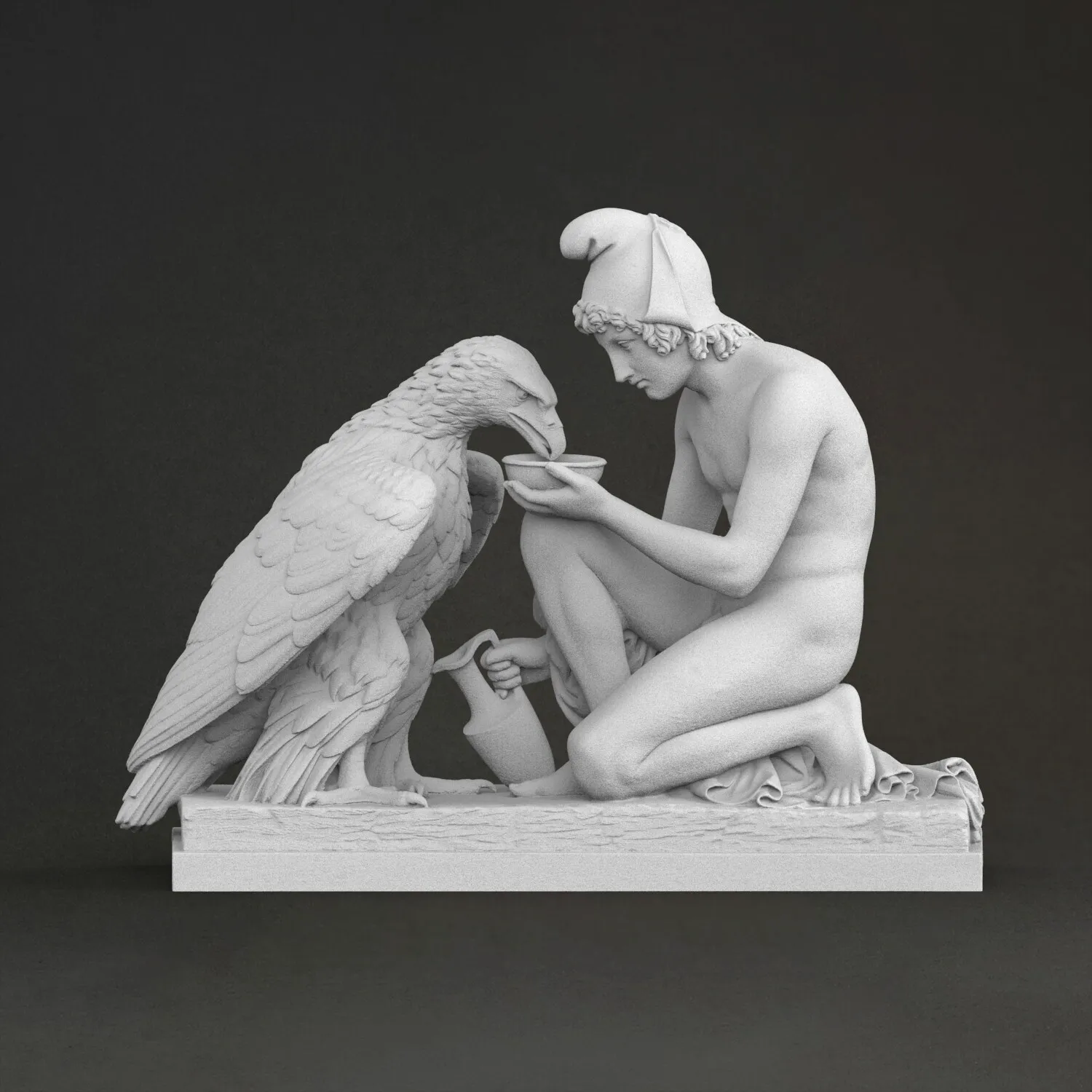 

Danish sculptor Bertel Torvaldsson, "Ganymede and the Eagle", 3D printed resin, hand-painted, plaster-like statue(work 10 days)