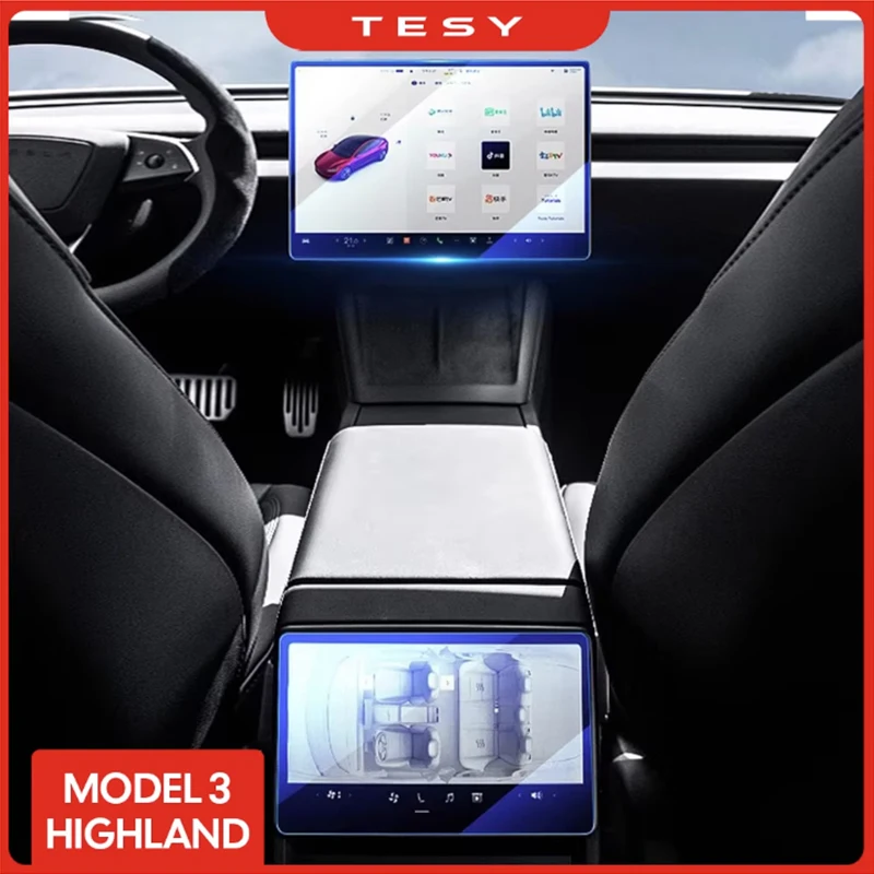 

Tempered Glass Film Protector for New Tesla Model 3 Y Highland 2024 Rear Row Center Control Touch Screen Protective Film