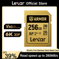 Lexar ARMOR GOLD SD Card World's First Stainless Steel Metal Card Camera 6K UHS-II V60 128GB 256GB Memory Card for Camera