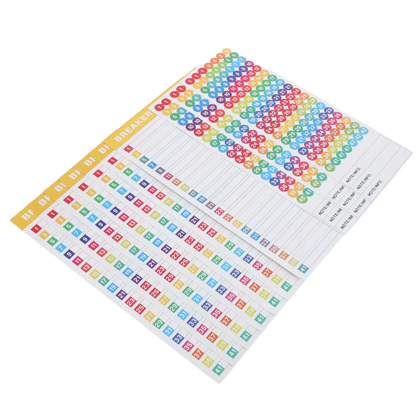 

10 Sheet Electric Panel Label Stickers Reusable Numbered Breaker Panel Markers Waterproof Self-Adhesive for Industrial