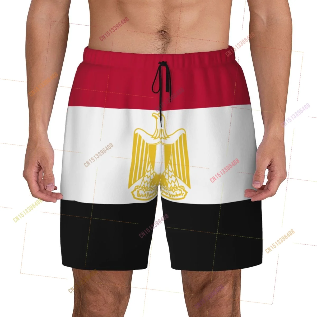 2026 Egypt Flag Top Print 3D Mens Swimming Trunks Hawaiian Bathing Beach 2 in 1 Quick-Dry Summer Swim Shorts With Pockets