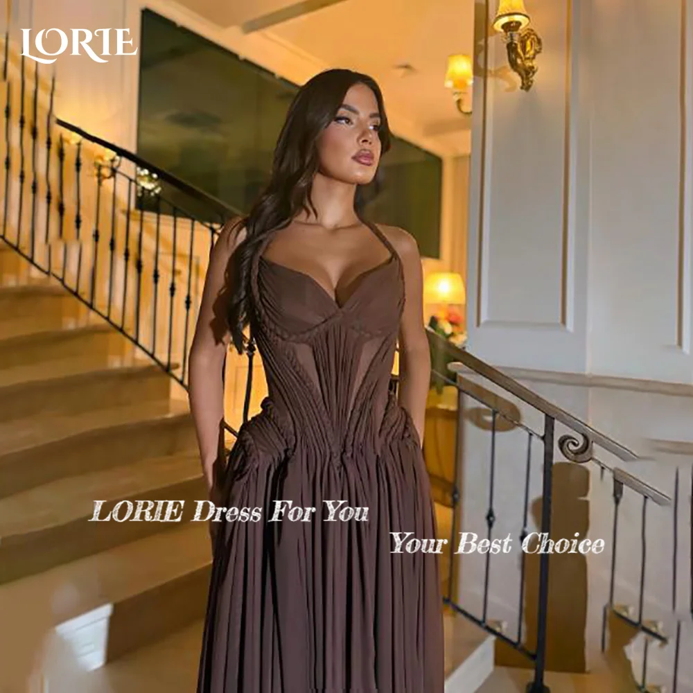 

LORIE Lace Evening Dresses Elegant Halter High Slit Sweetheart Pleats Mermaid Arabia Prom Gown Ruffle Party Dresses Customized
