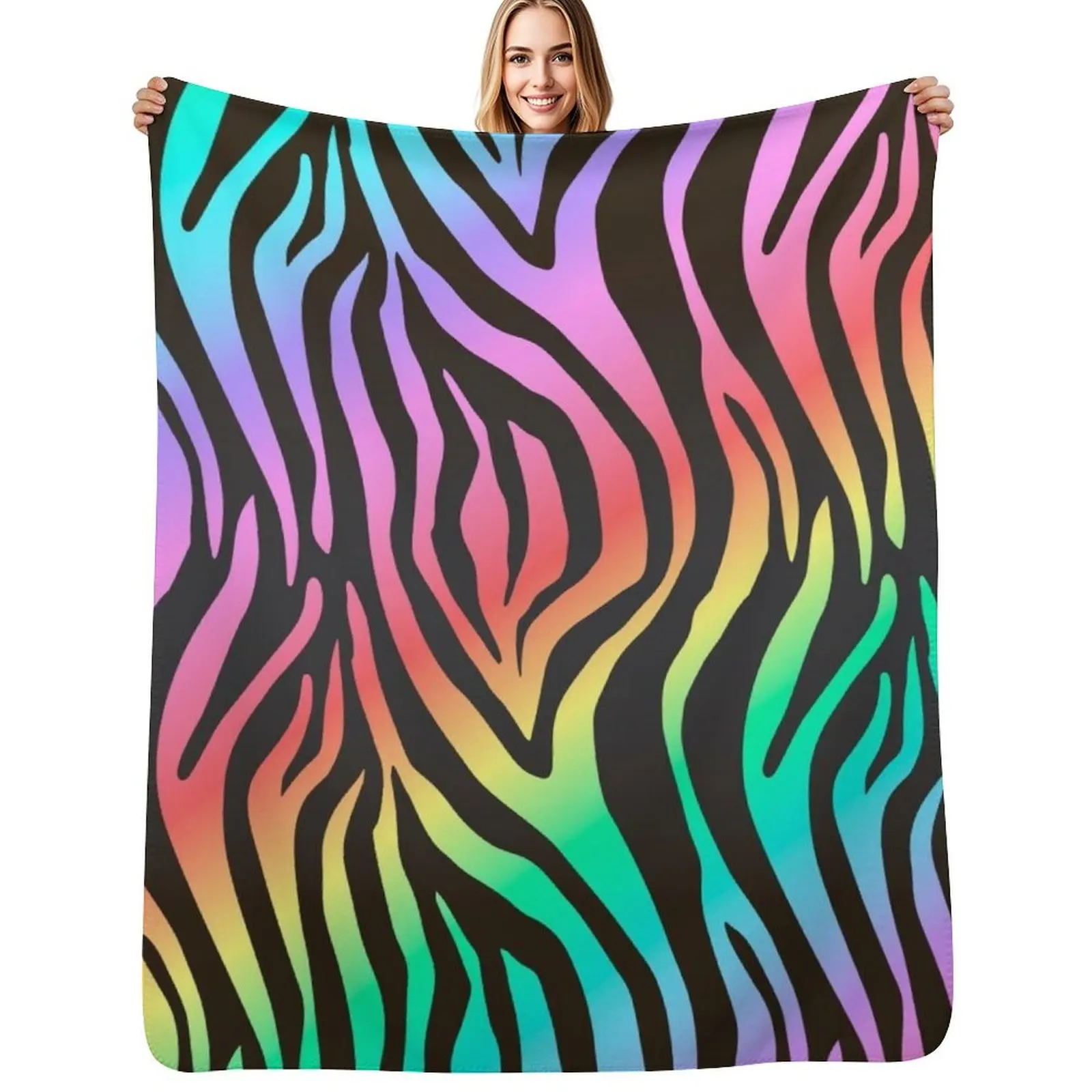 

Rainbow Zebra Stripes Throw Blanket Personalized Gift Blankets For Bed Quilt Summer Beddings Blankets