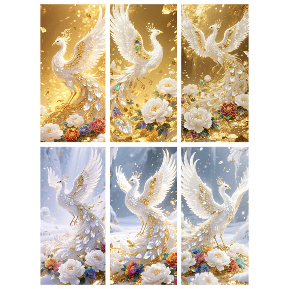 

5D DIY Diamond Painting Platinum Phoenix Mosaic Adult Dot Diamond Cross Needle Inlaid Mythical Biology Embroidery
