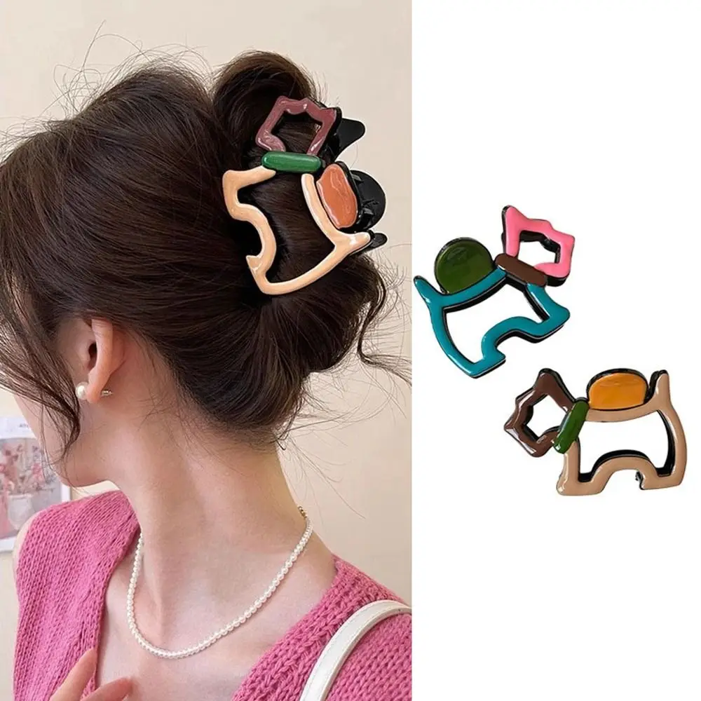 Cute Hollow Out Animal Hair Claw Colorful Cartoon Dog Hair Clip Grab Clip Women Headwear Female